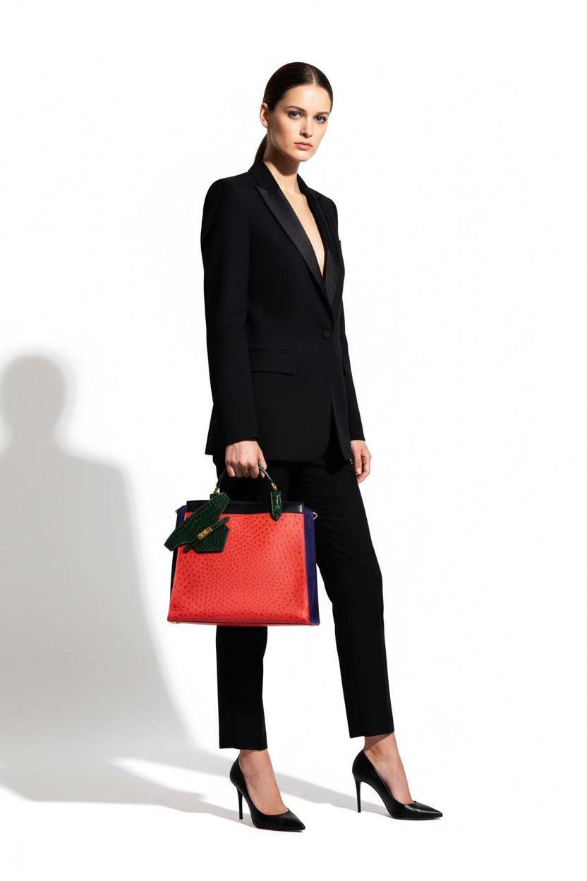 Hermès Sac Himalaya Symbiose Rouge Vif Ostrich, Doblis Suede, Box