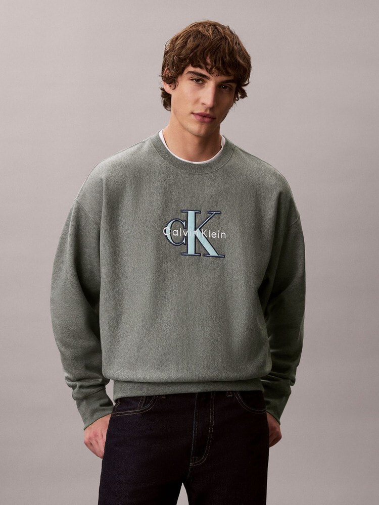 スウェット - プレミアムテリーカラーモノグラムクルーネック