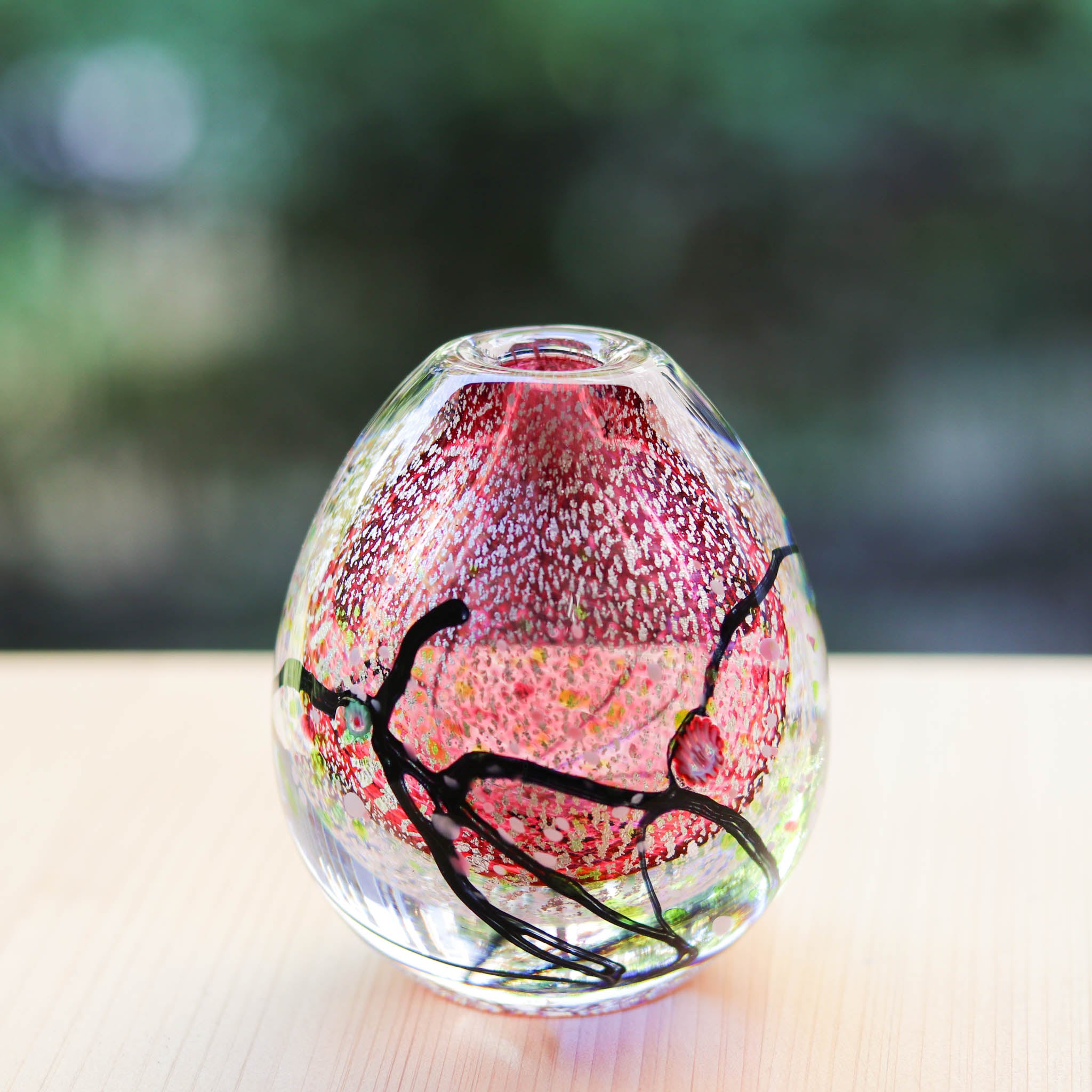 綾ガラス 一輪挿し | 光琳 爽 | 金赤 | グラスアート黒木