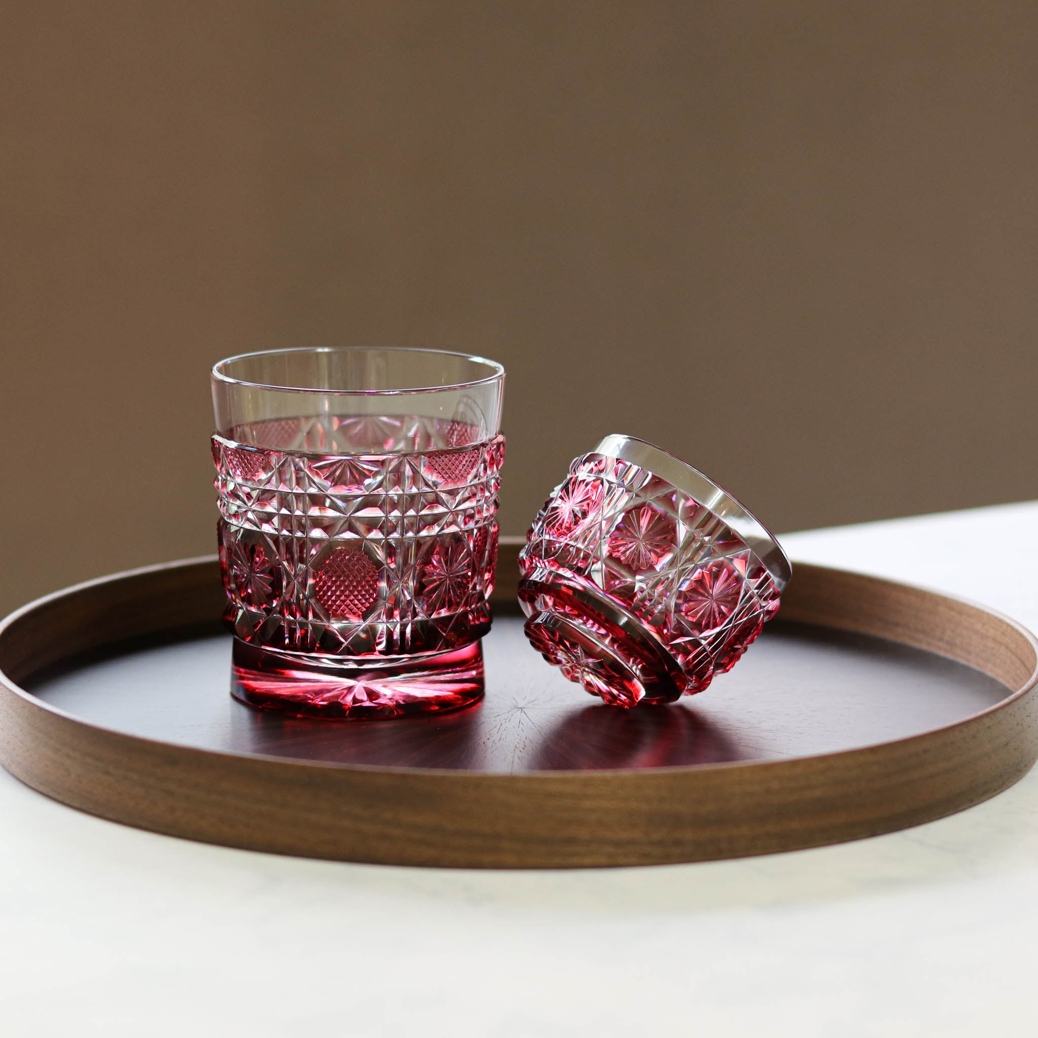 薩摩切子 ロックグラス | オールド | 金赤 | 薩摩びーどろ工芸