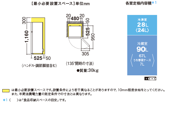 仕様/寸法 | SJ-HA12D | 冷蔵庫トップ：シャープ