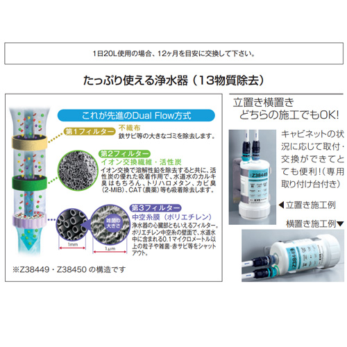 Z38449｜KVK浄水器用カートリッジ[取替用][浄水器Z38450用]