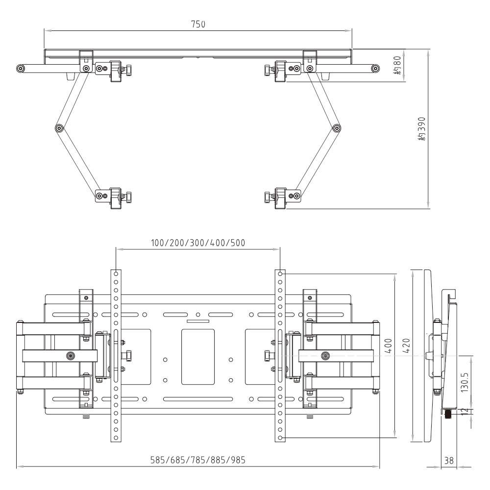 ハヤミ工産 上下左右角度調整 壁掛け金具 HAMILEX ハミレックス MH-775