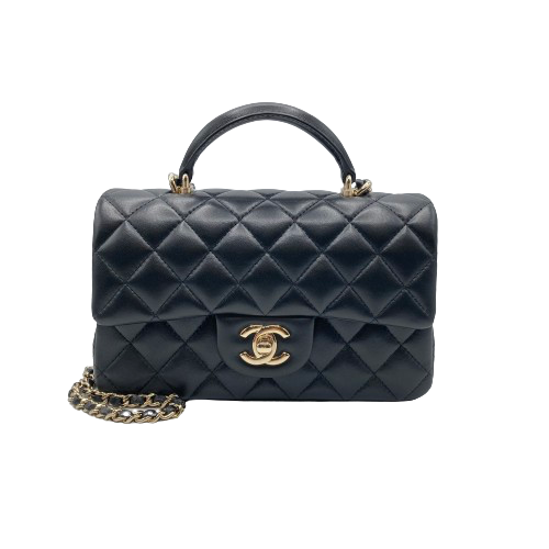 CHANEL シャネル トップハンドル20 ミニフラップ バッグ ラムスキン