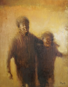 平野遼「兄弟」油彩6号