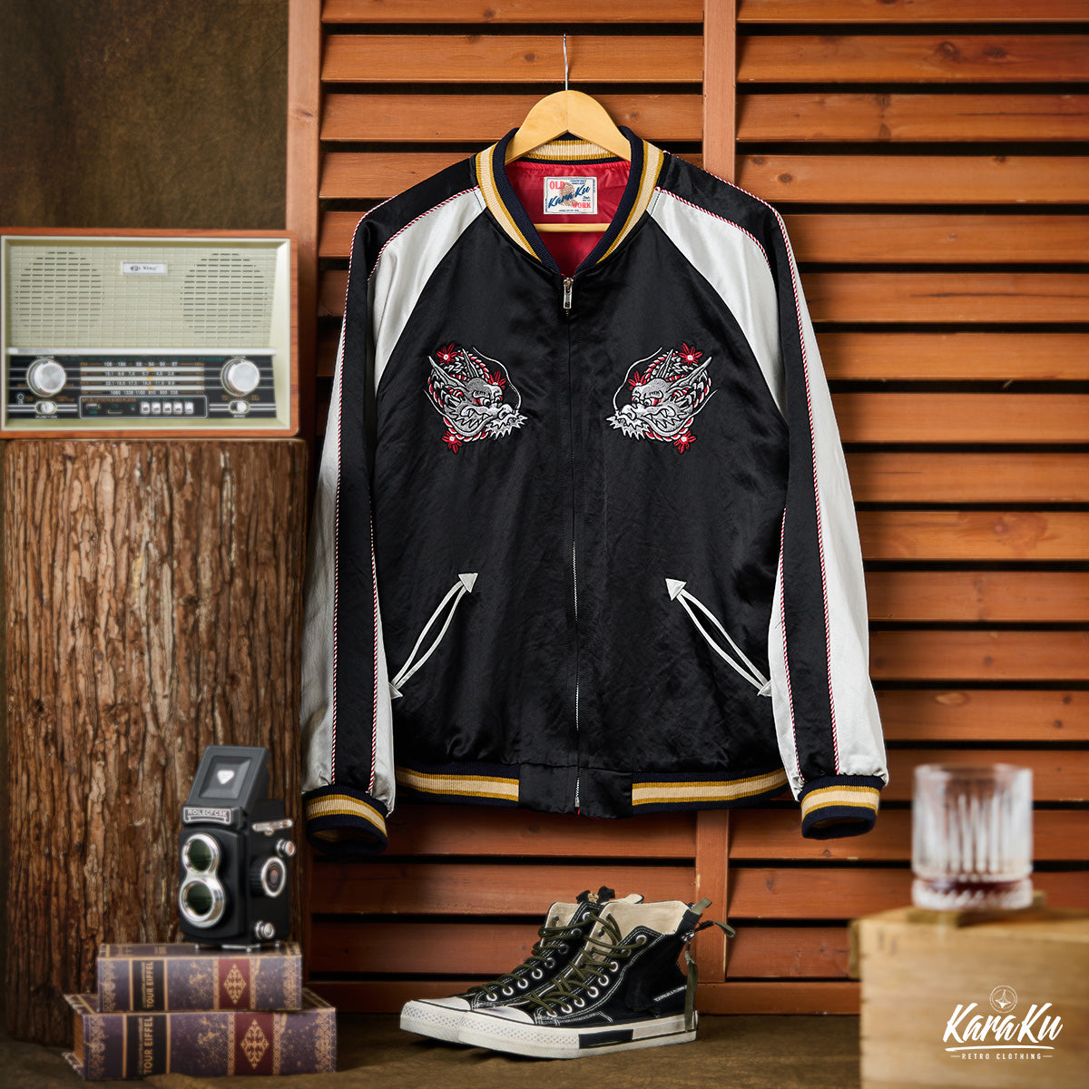 ロゴ＆ワッペン刺繍 中綿レザースタジャン – Karakubuy