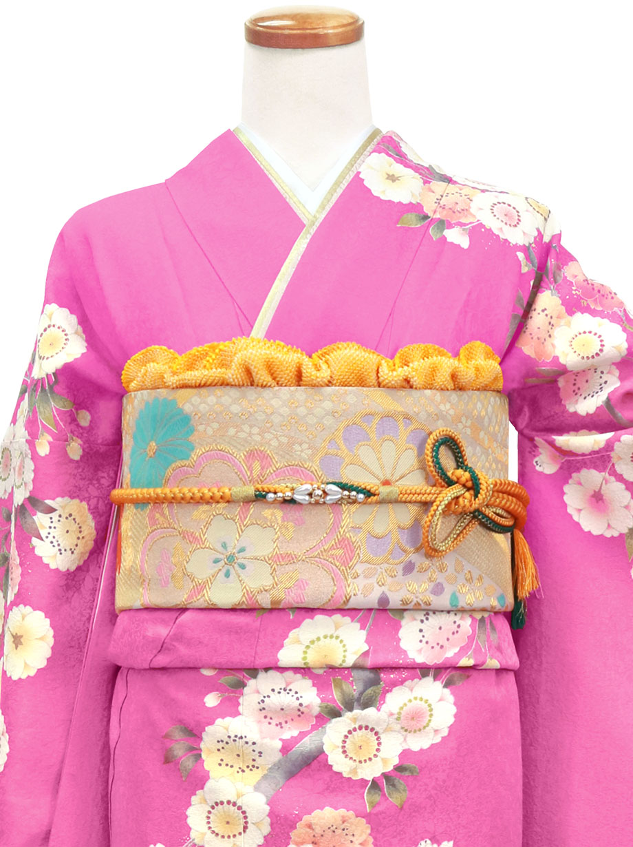 ピンク地に桜尽くしの振袖／標準サイズ | 宅配着物レンタルの京都かし