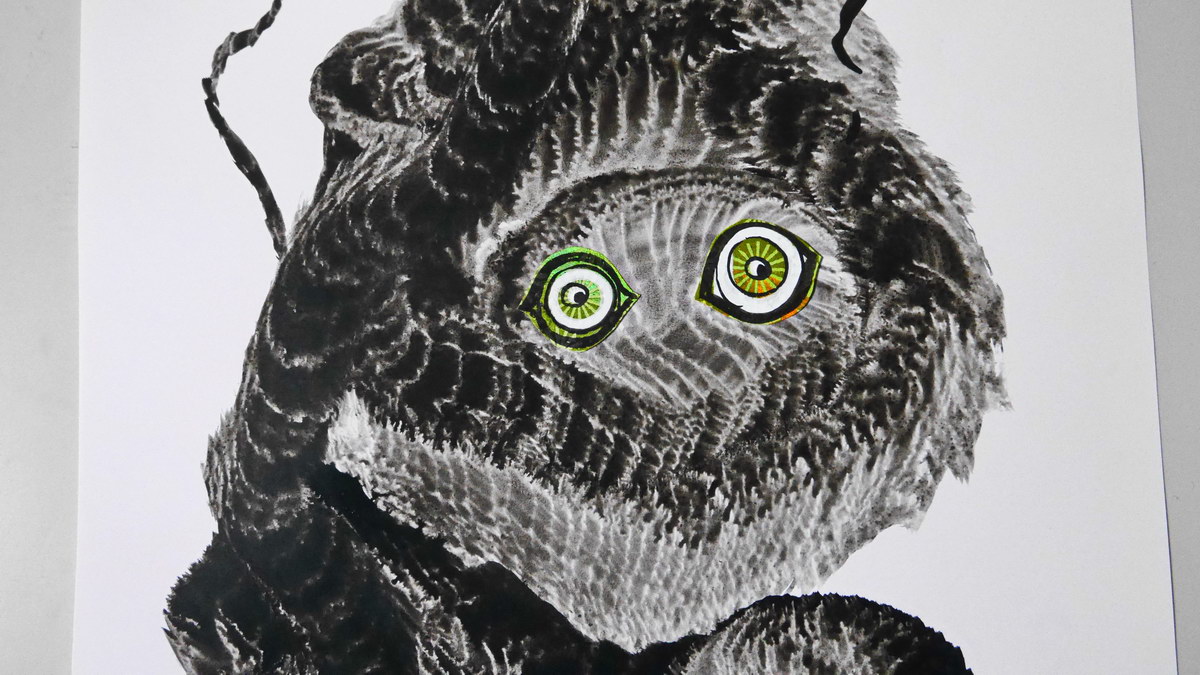 今年2019年・平成最後の書き初めは一筆蛇技法による「エイリアン