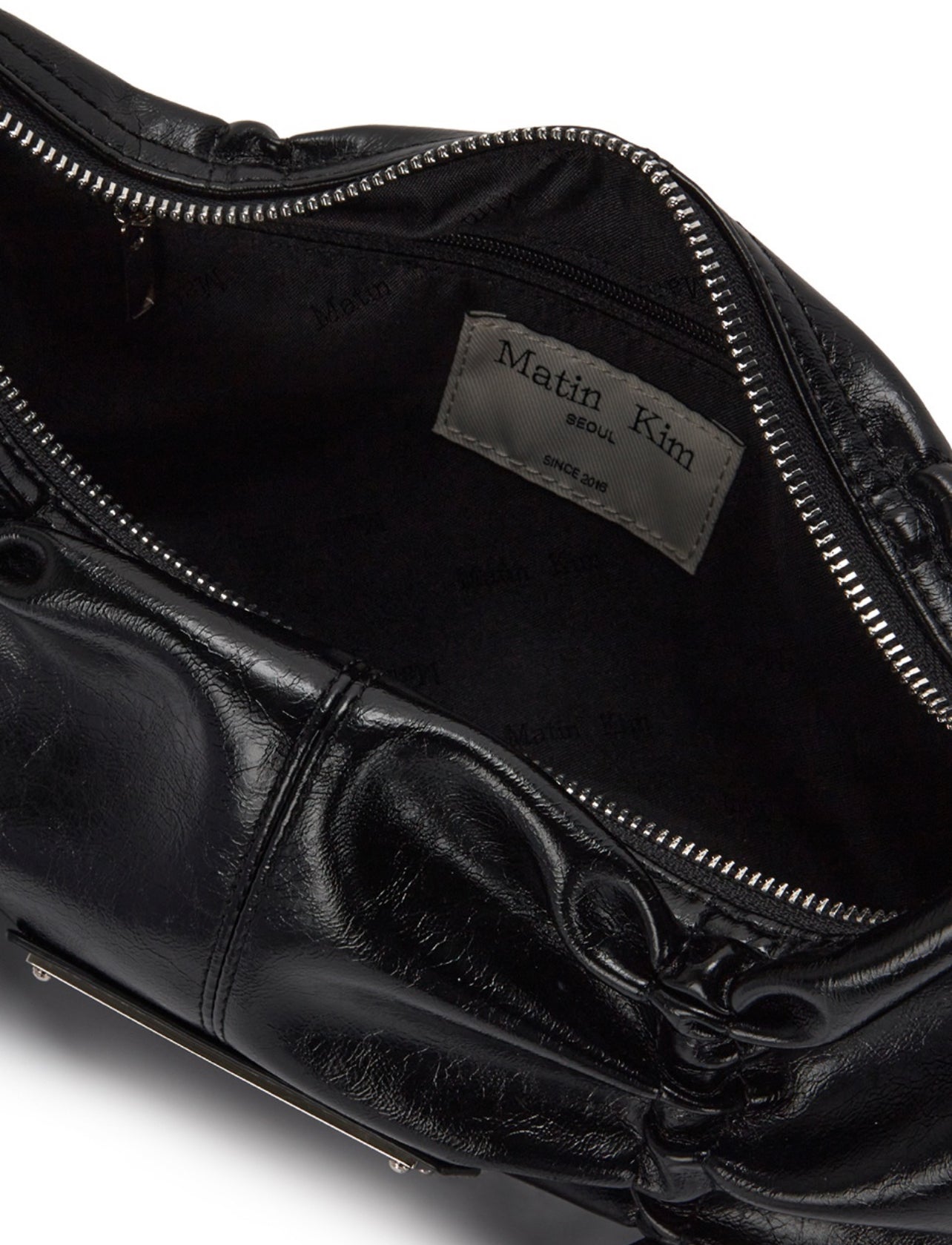 Matin Kim Half Shirring Ribbon Round Bag In Black (Instock