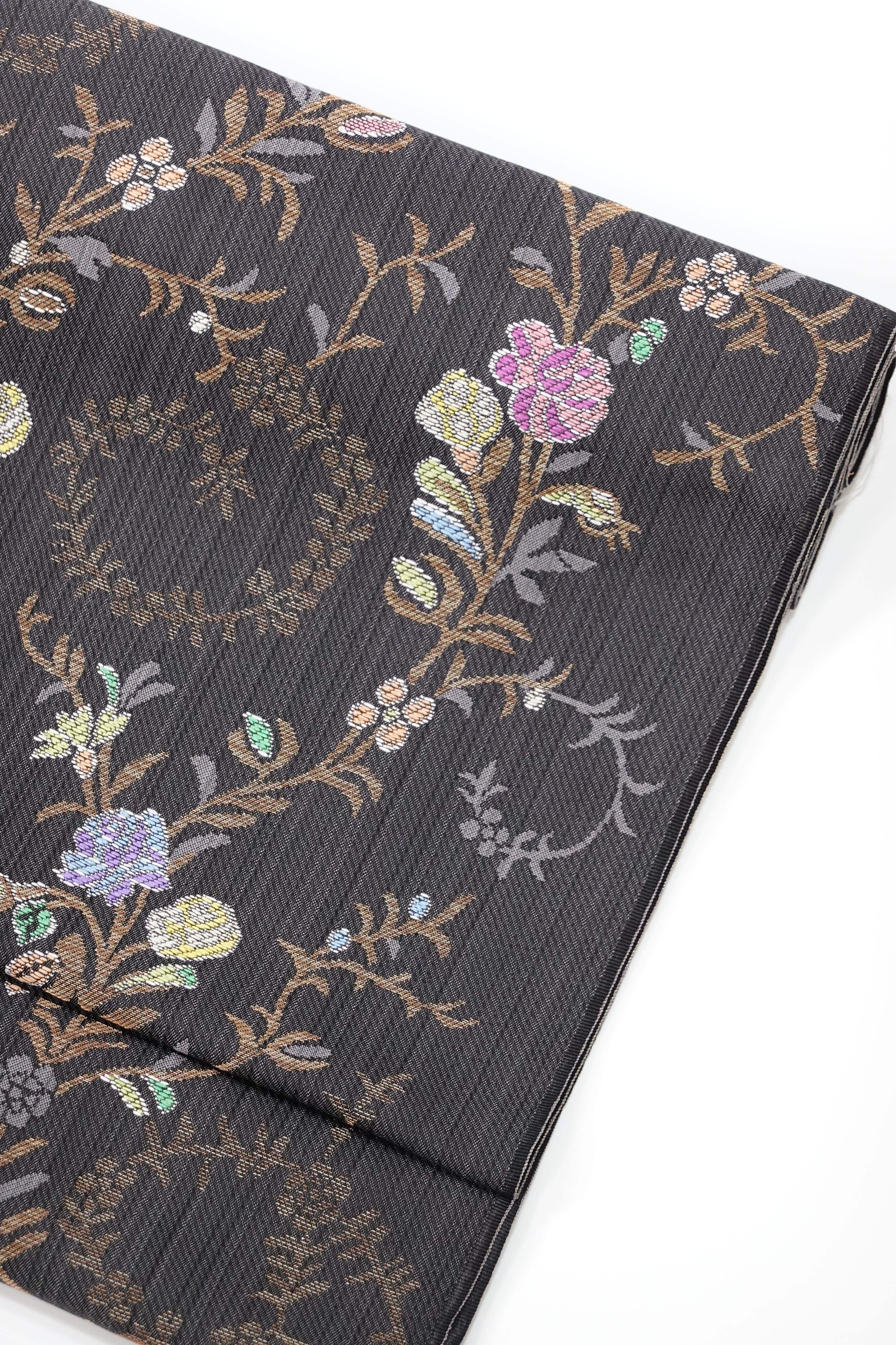 帯屋捨松】唐花リヨン文 九寸名古屋帯〈西陣織〉※お仕立代込み価格