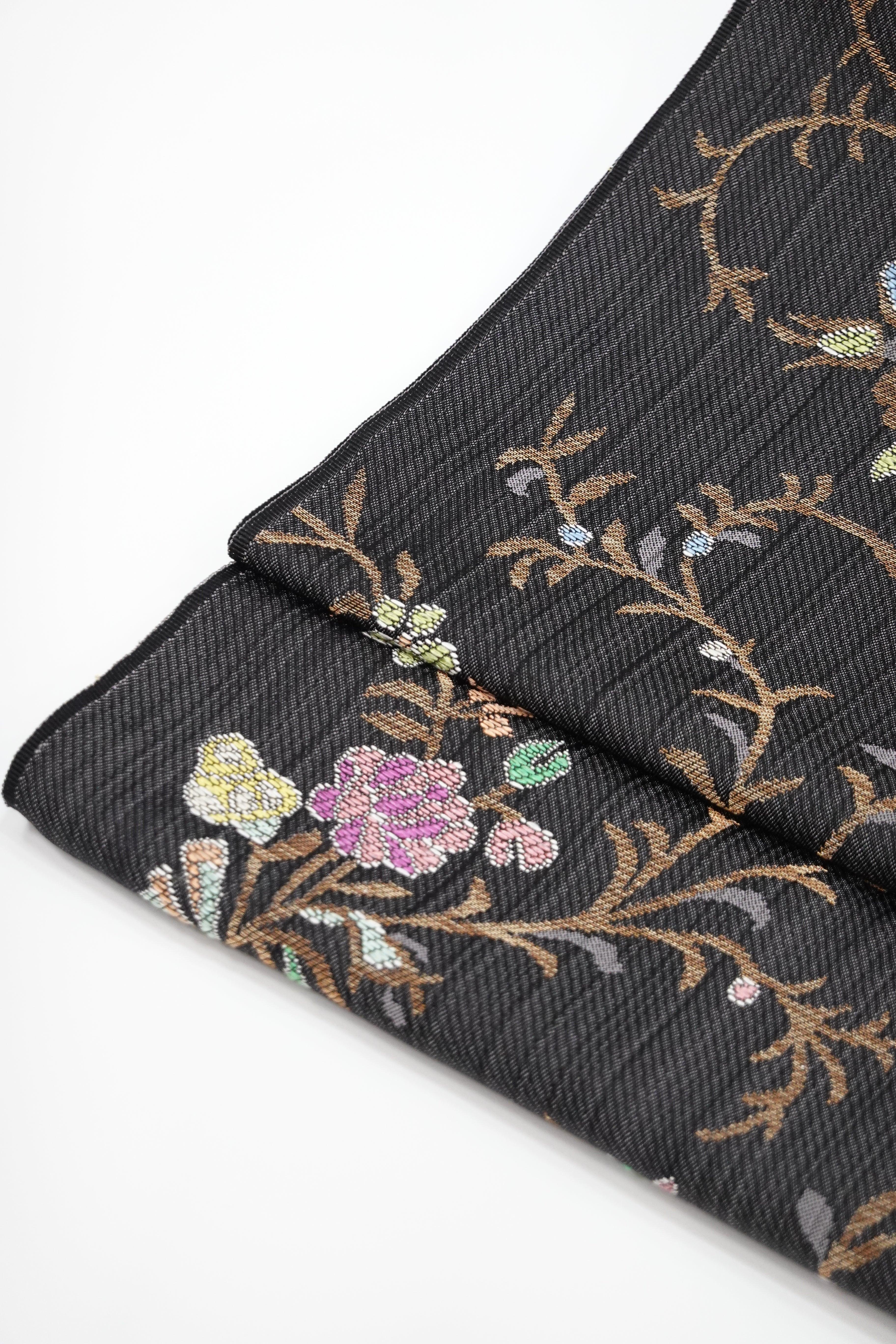 帯屋捨松】唐花リヨン文 九寸名古屋帯〈西陣織〉※お仕立代込み価格