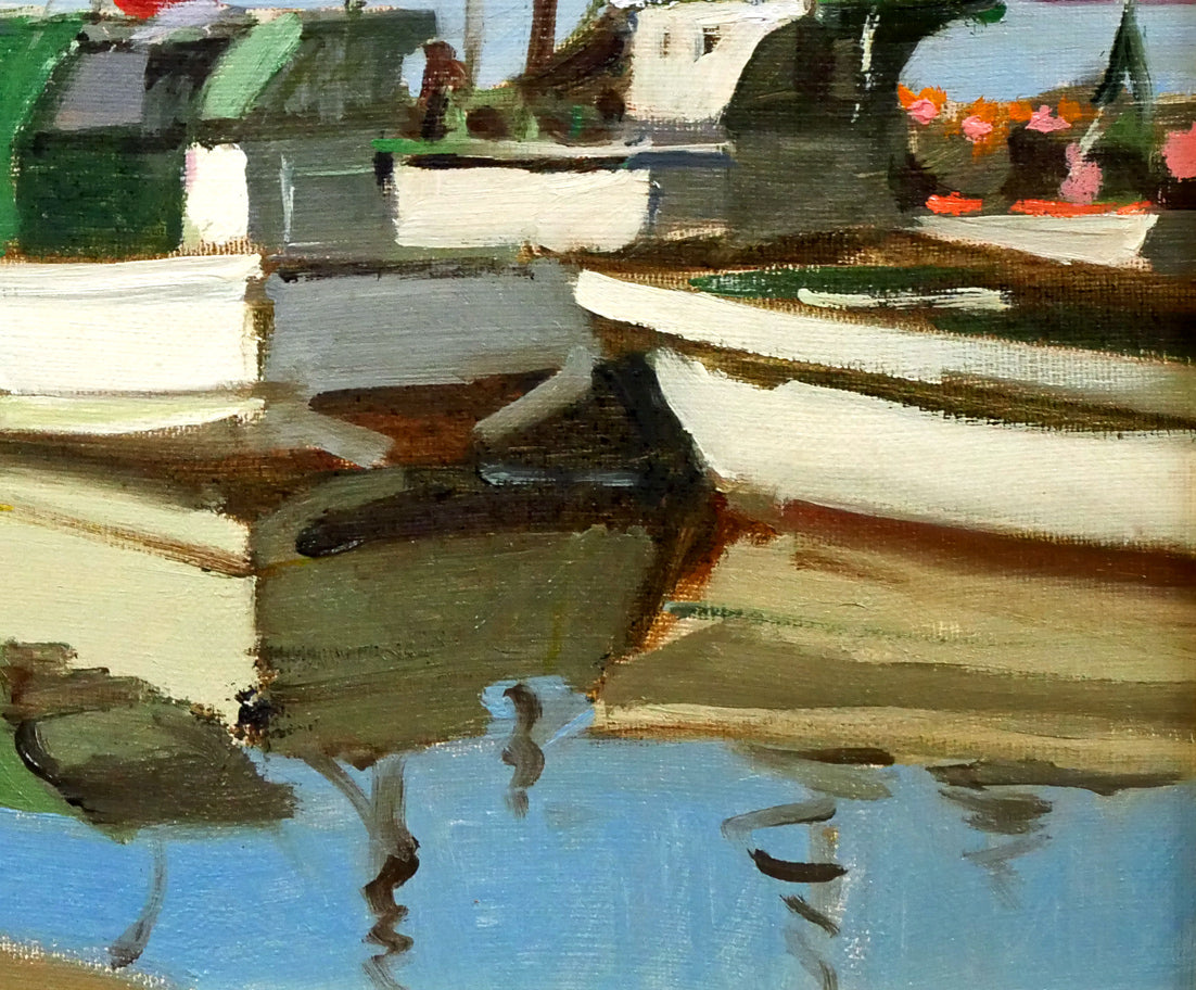 山岸正巳「岩内漁港」油絵・F4号 絵画買取・販売の小竹美術