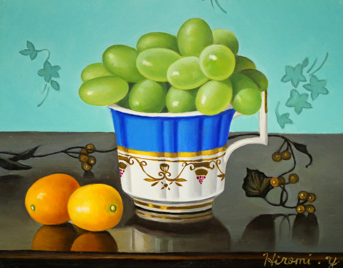 山口ひろみ「ぶどう ルイ」油絵・F0号 絵画買取・販売の小竹美術