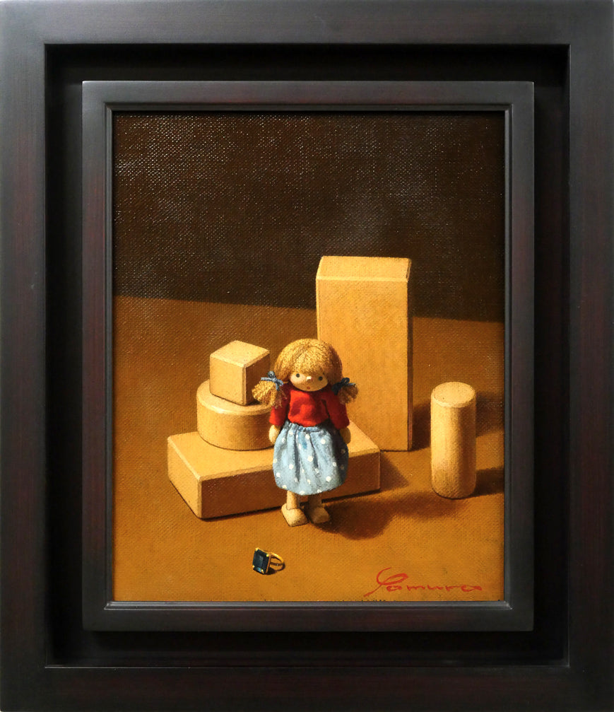 余村展「人形（市松人形）（白額）」油絵・F6号 絵画買取・販売の小竹美術