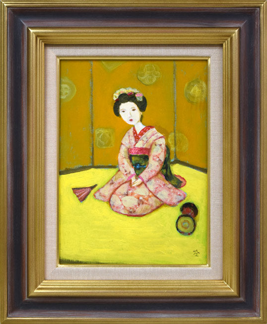 杢田たけを「少女」油絵・F0号 絵画買取・販売の小竹美術