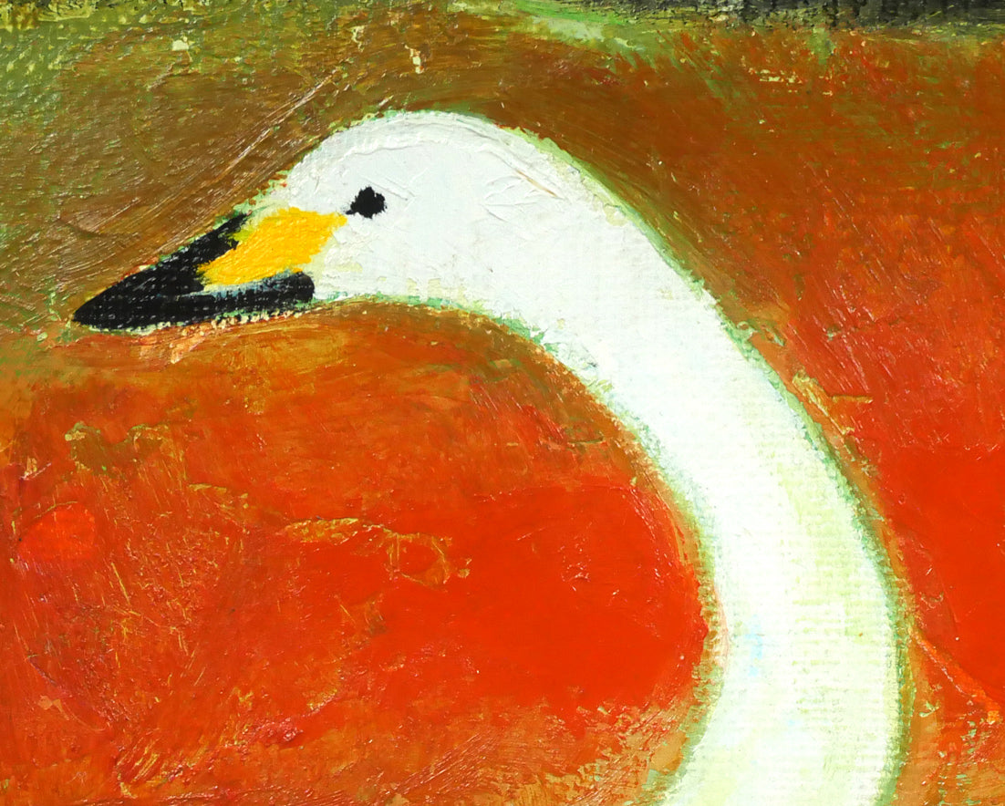 小川原脩「大白鳥」油絵・F4号 絵画買取・販売の小竹美術