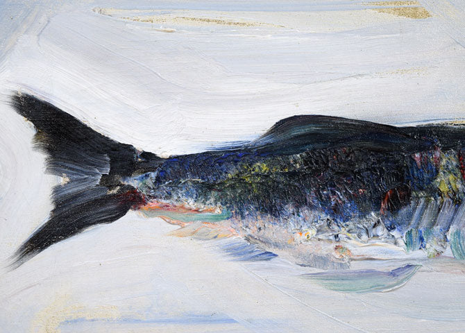 上野山清貢「魚」油絵・F4号 絵画買取・販売の小竹美術