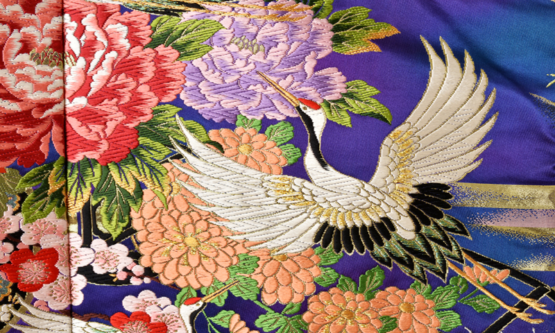 打掛(青、赤地・花車に鶴)｜着物レンタルあき (来店着付け無料・全国