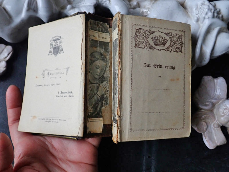 ドイツ革装丁祈祷書】【アヴェマリアAMとIHSモノグラム装飾】【1882年