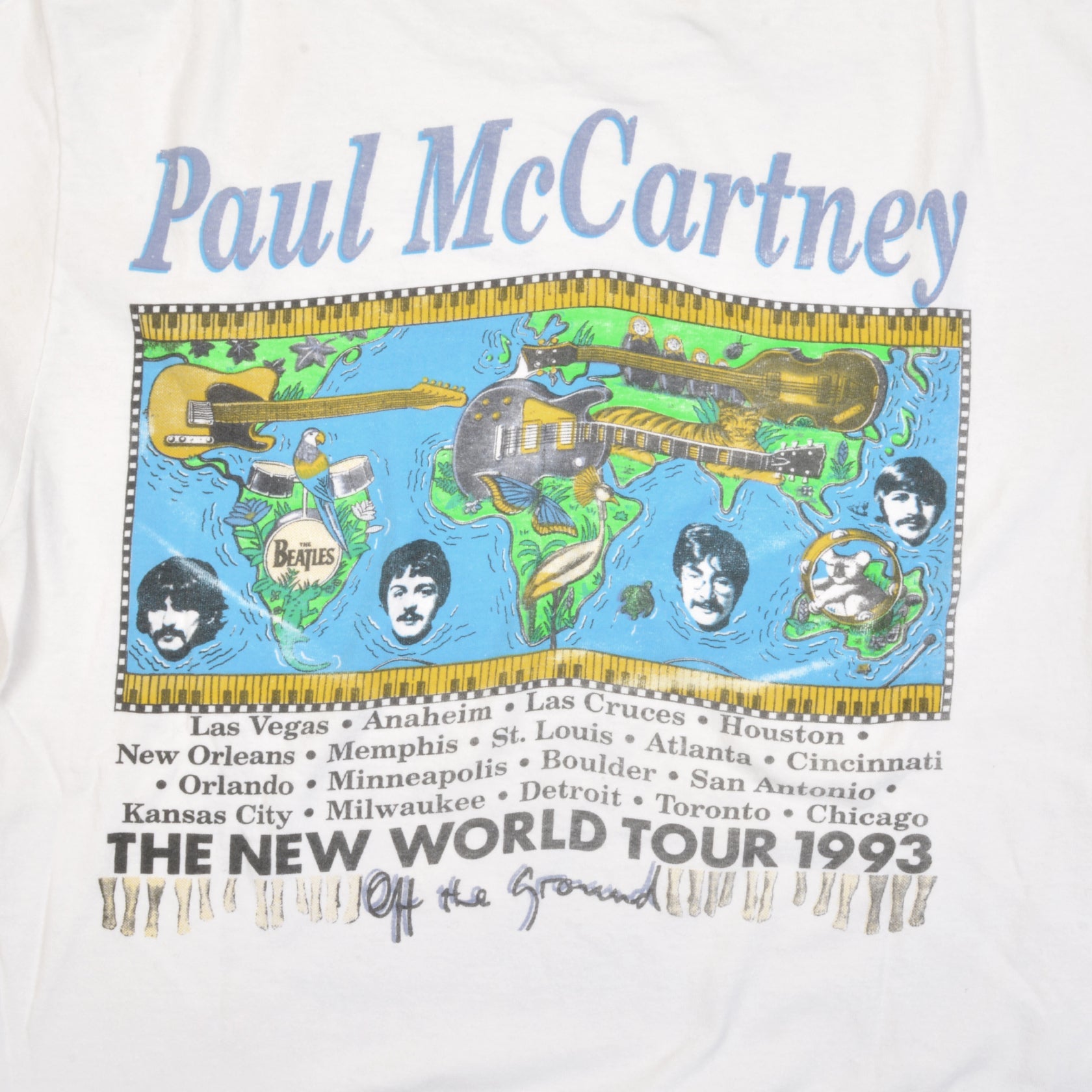 White Vintage T-Shirt - Paul Mc Cartney - The New World Tour 1993