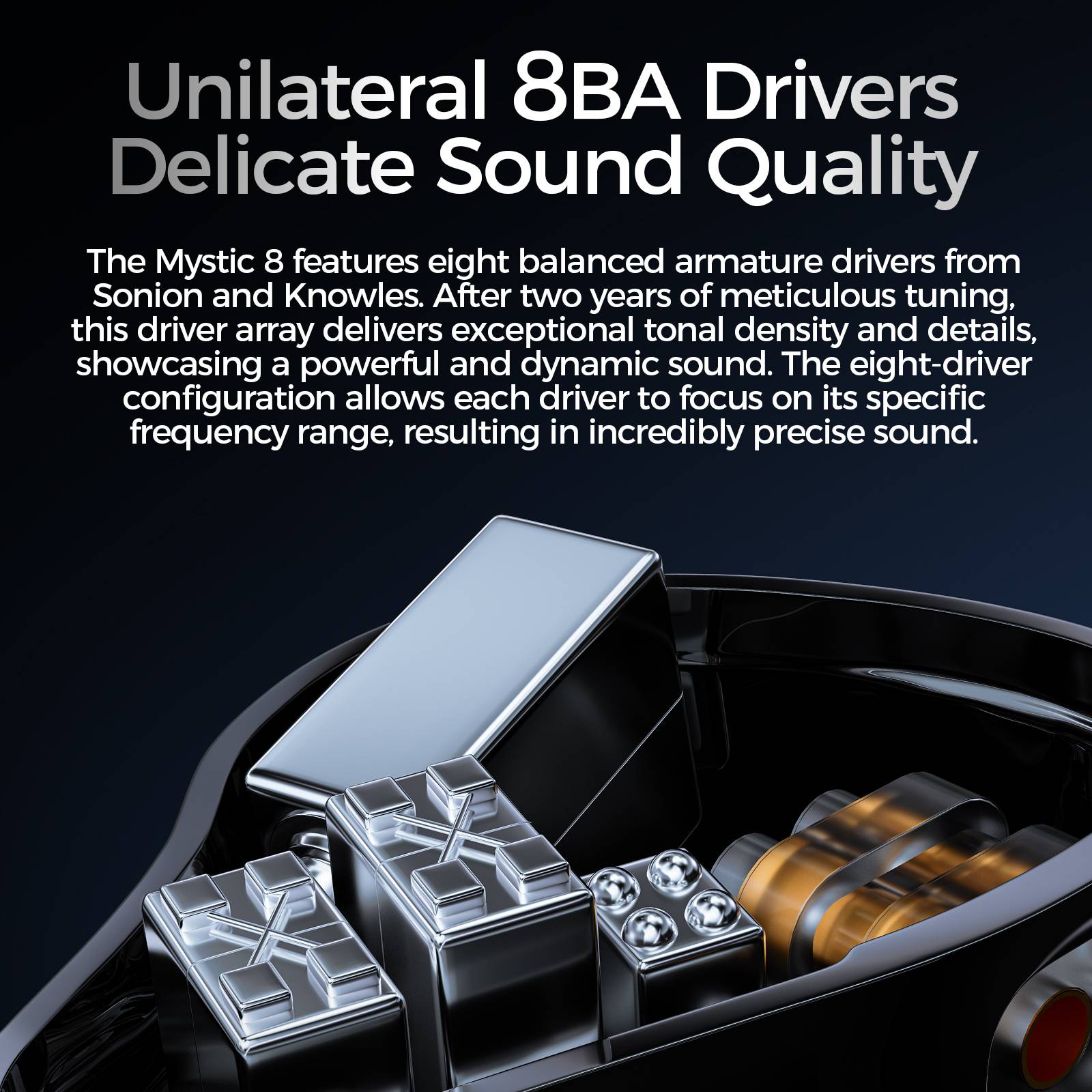 LETSHUOER Mystic 8 有線イヤホン, 8基BA型ドライバー搭載, 高忠実度