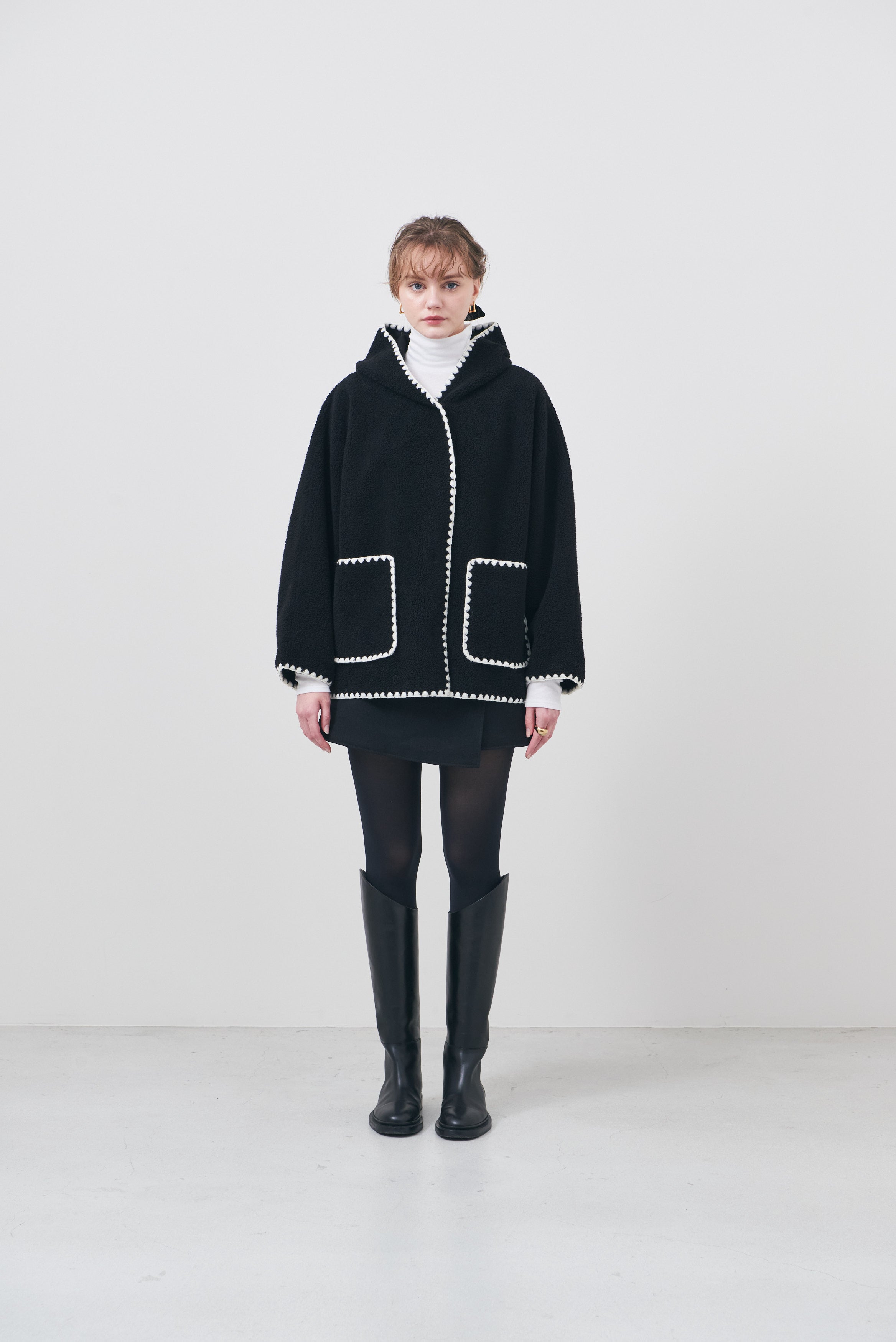 Scallop Boa Hoodie / Black – LIten.online