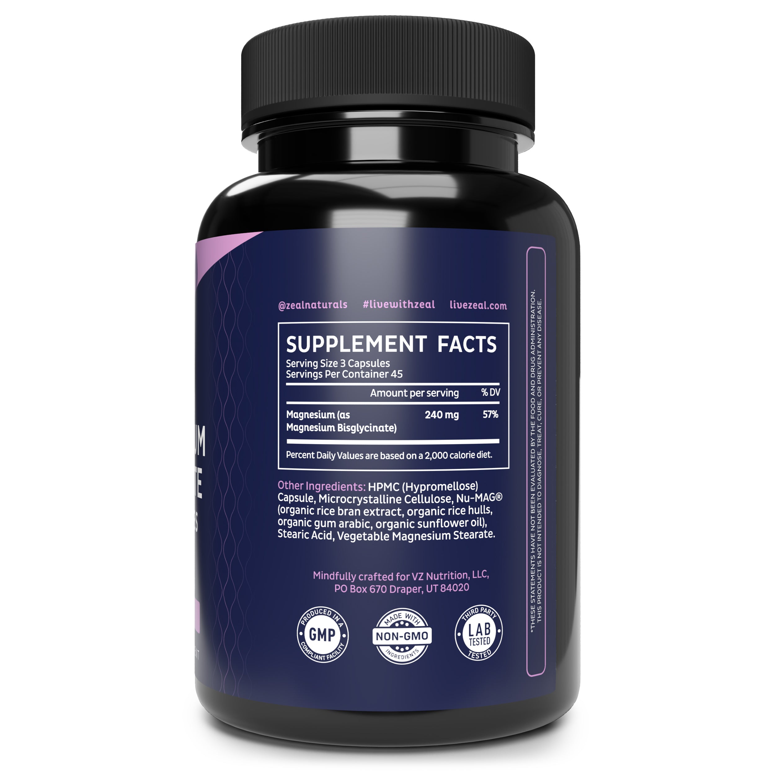 Zeal Premium Chelated Magnesium Glycinate (240mg | 135 Capsules)