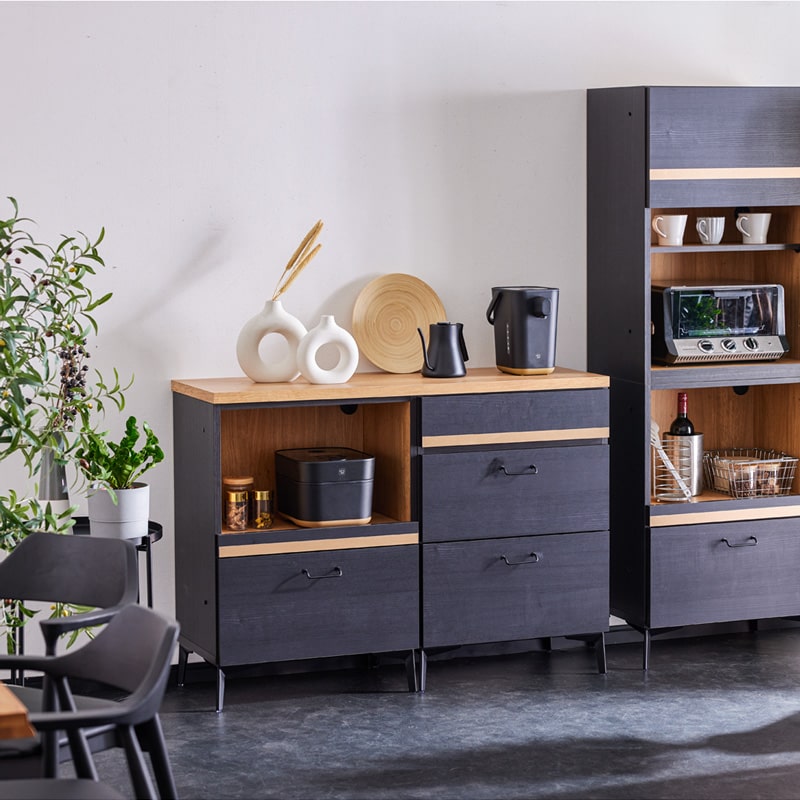 キッチンカウンター 日本製 大川家具 120cm キッチン収納 食器棚