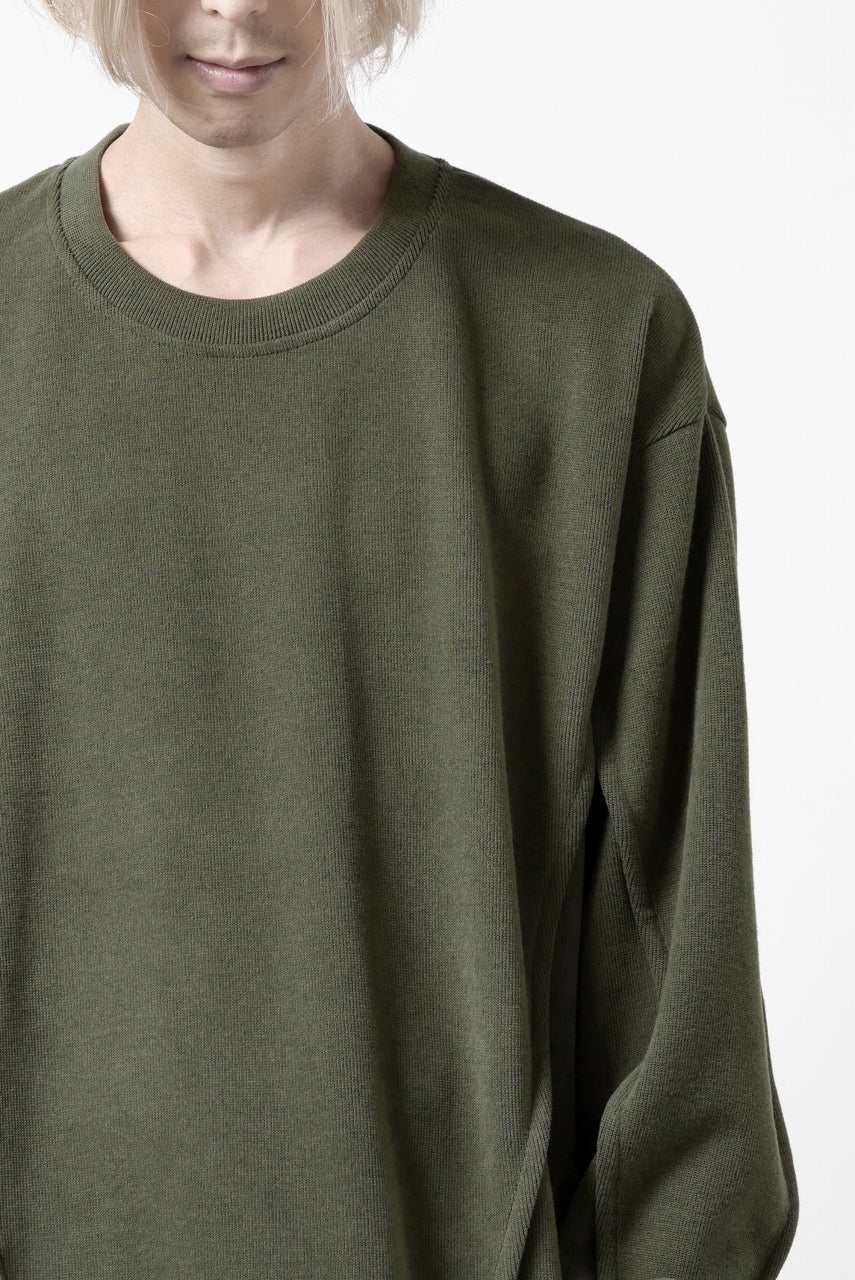 A.F ARTEFACT IRREGULAR HEM PULLOVER / COPE KNIT JERSEY (KHAKI)の