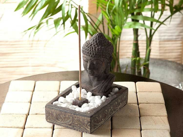 仏陀お香トレー / お香立て [小石付き]【48684】 /アジアン雑貨・バリ雑貨