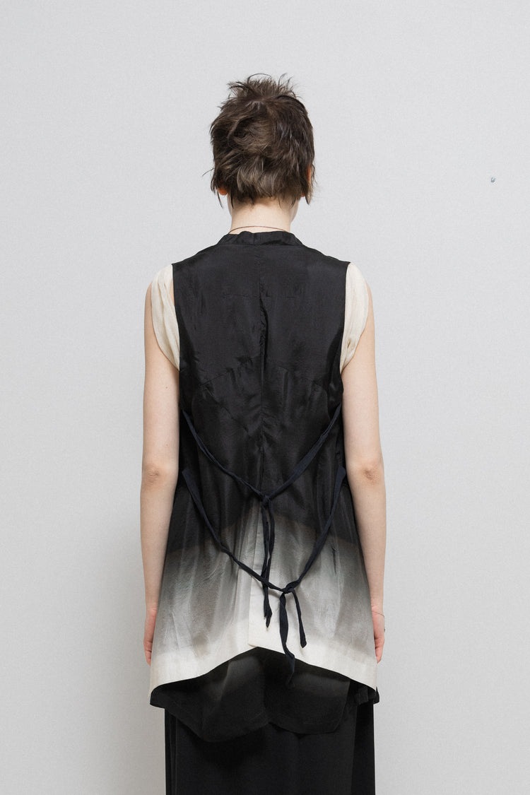 ANN DEMEULEMEESTER - SS07 Gradient silk vest with back straps – L