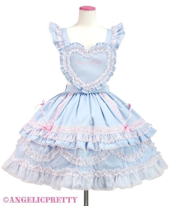 Heart Bib Skirt (Plain) (2025) by Angelic Pretty