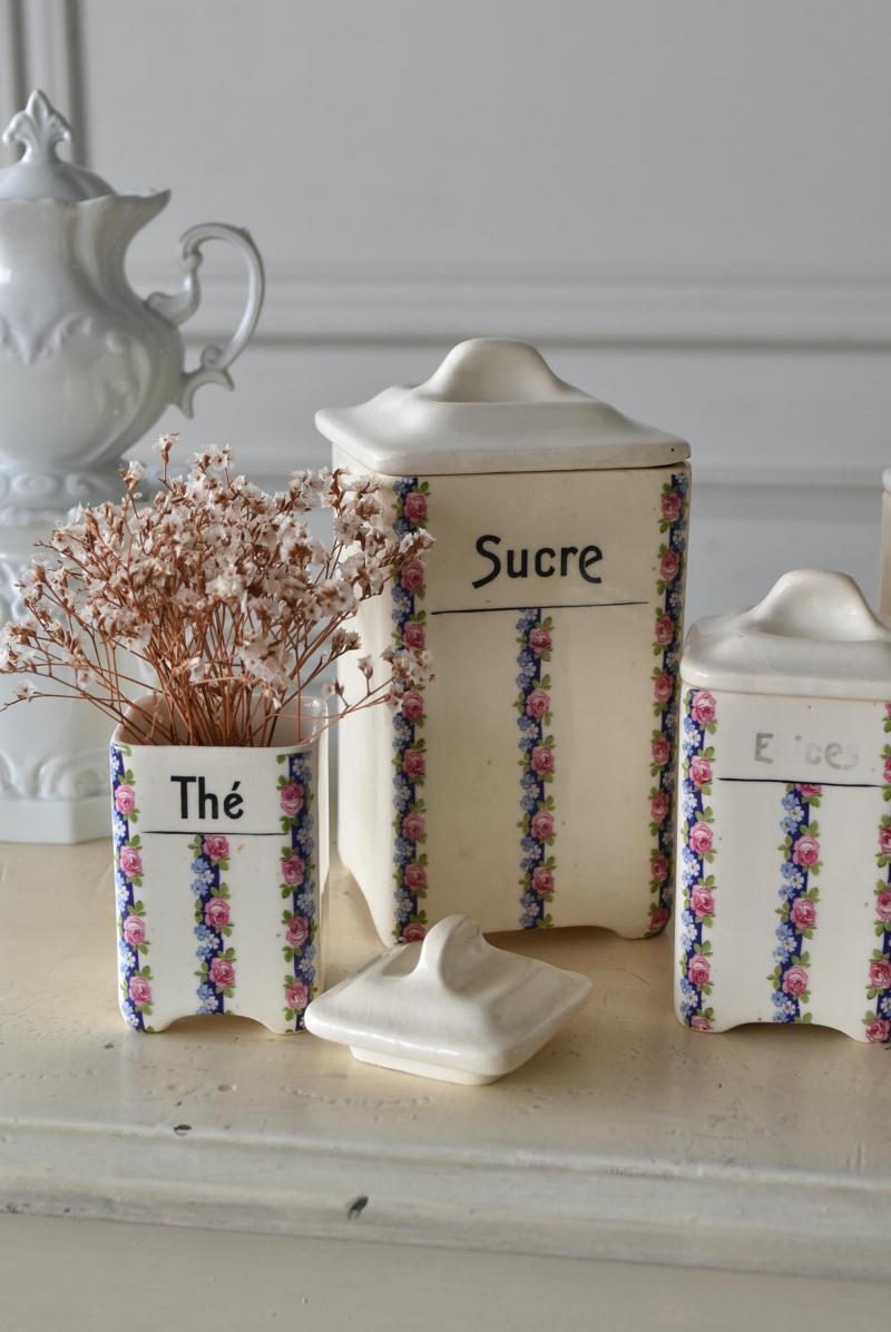 フランスアンティーク雑貨 キャニスター6点セット アンティーク陶器