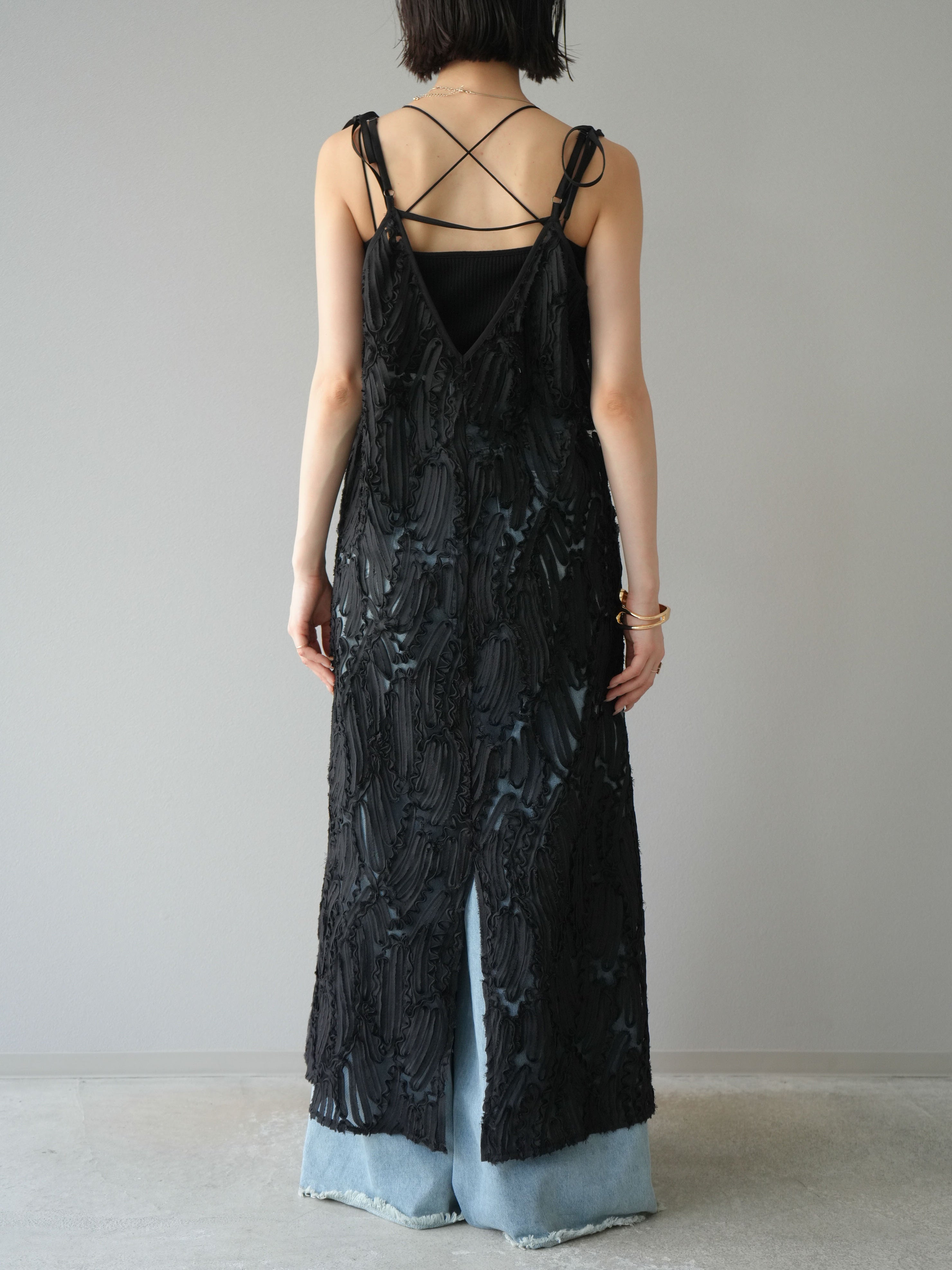 予約]コードレースシアーキャミワンピース/ブラック – Lumier