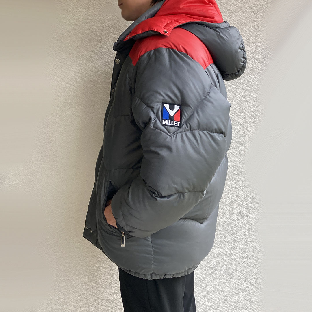 1970-1980's French Down Jacket by MILLET Grey × Red 1970-1980年代