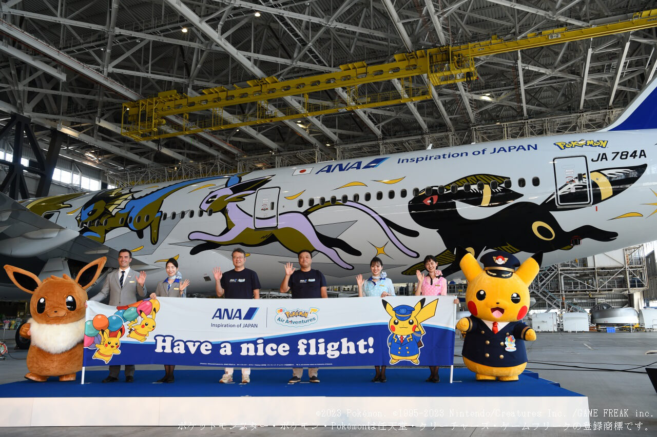 飛行機にイーブイ＆進化ポケモンを塗装「イーブイジェット NH」ANA