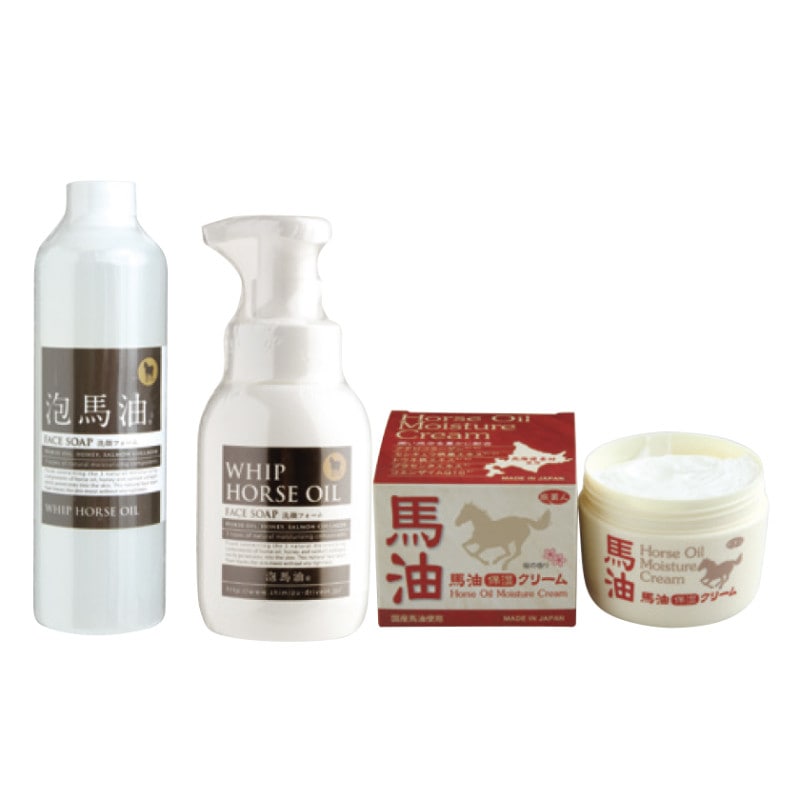 送料無料】泡馬油セット（タンク300ml+詰替用300m+旅美人馬油保湿