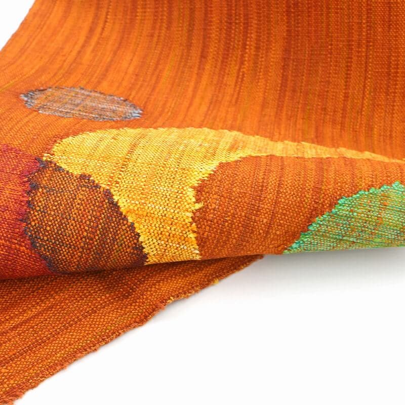 中古】 名古屋帯 なごや帯 リサイクル レディース 正絹 オレンジ 紬