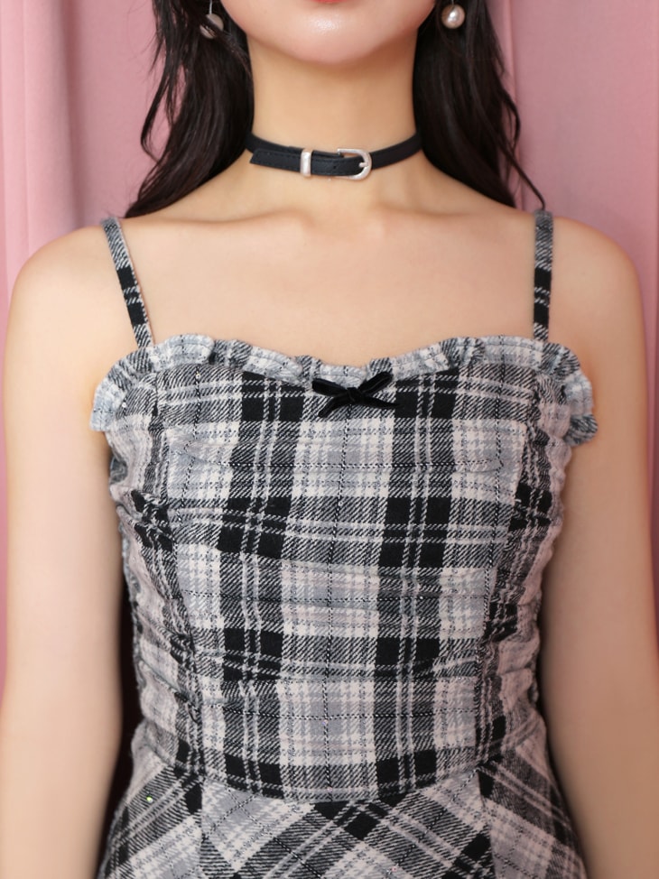 2way feather collar mini onepiece エムミーエメ M me eme エムエメ