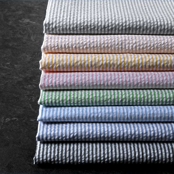 反物販売】先染め コットンサッカーストライプ 40番手【綿 生地