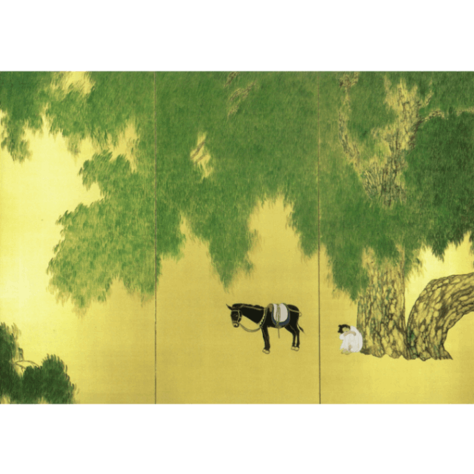 絵はがき〈柳蔭図屏風〉(部分) 横山大観 T-042京都便利堂オンライン