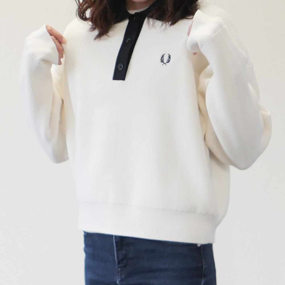 ニットポロ フレッドペリー トップス ポロシャツ 長袖 KNITTED SHIRT