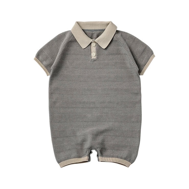 MARLMARL マールマール ニット ポロ ロンパース (70-80cm) / ネズ