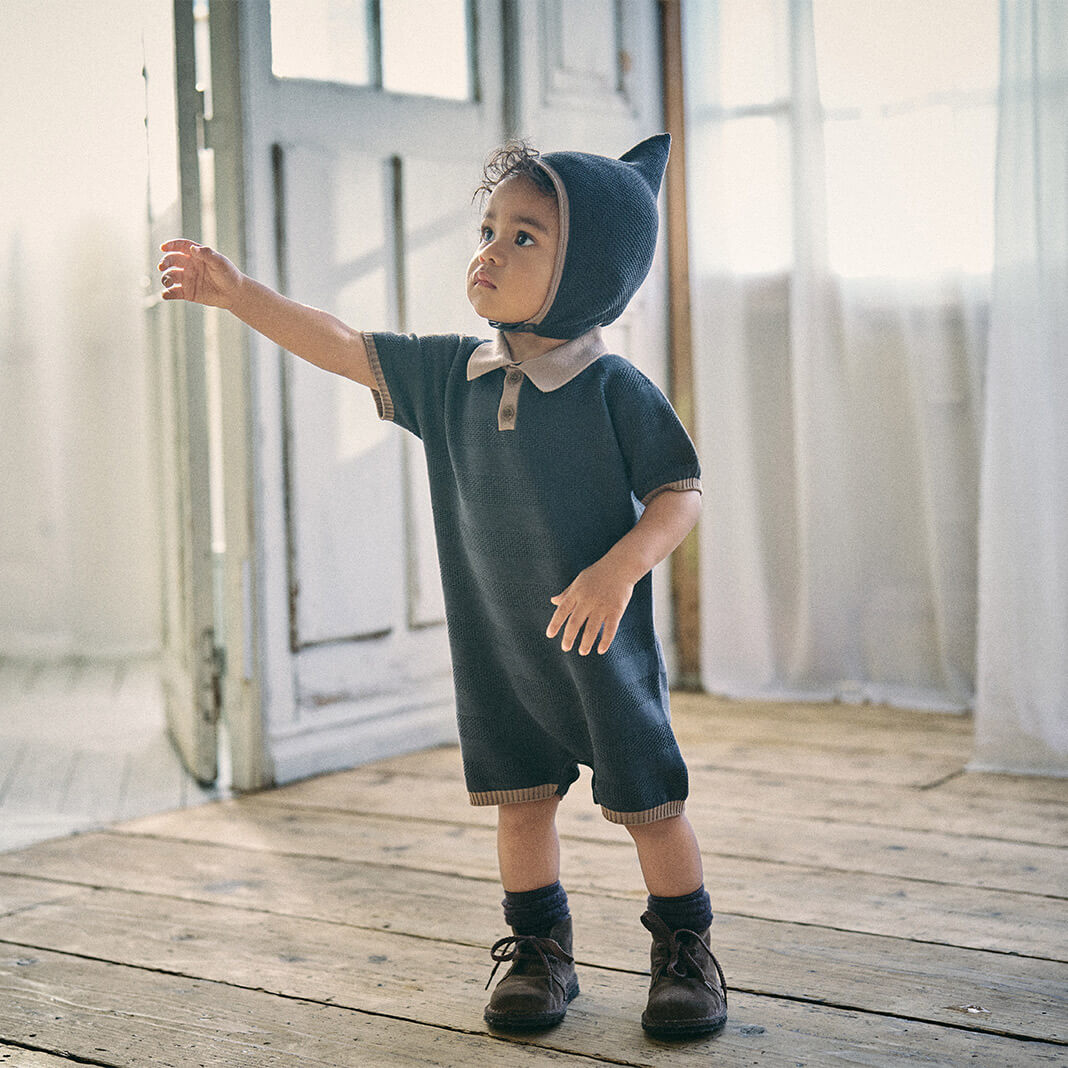 MARLMARL マールマール ニット ポロ ロンパース (70-80cm) / アイ