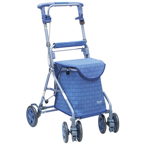 超売れ筋】リズムRWC 二筋格子ブルー シルバーカー 島製作所