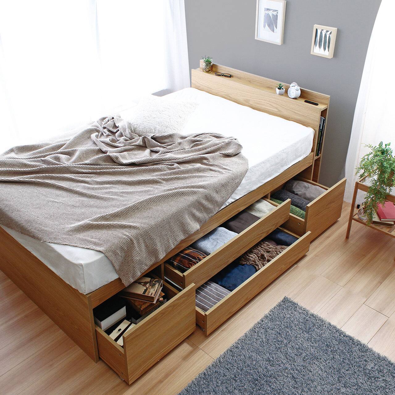 ダブル】大容量収納 チェストベッド/オムニア【OMNIA】｜ベッド