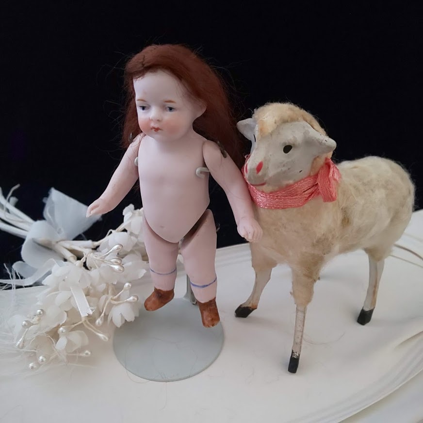 描き目 ぶさかわチャン 赤毛 アンティーク オール ビスク ドール