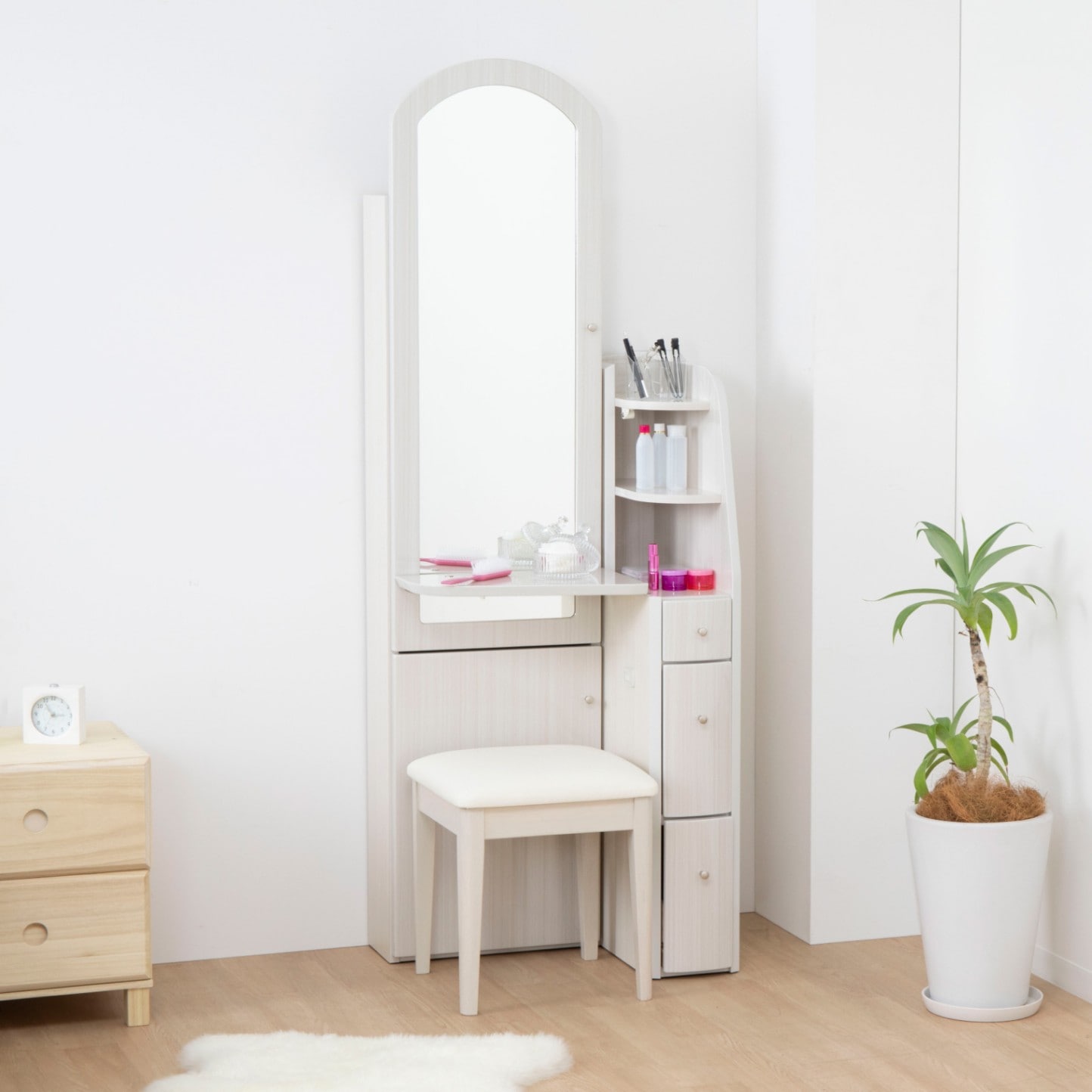 ドレッサー スツール セット木目調 ホワイト ブラック DRESSER｜家具の