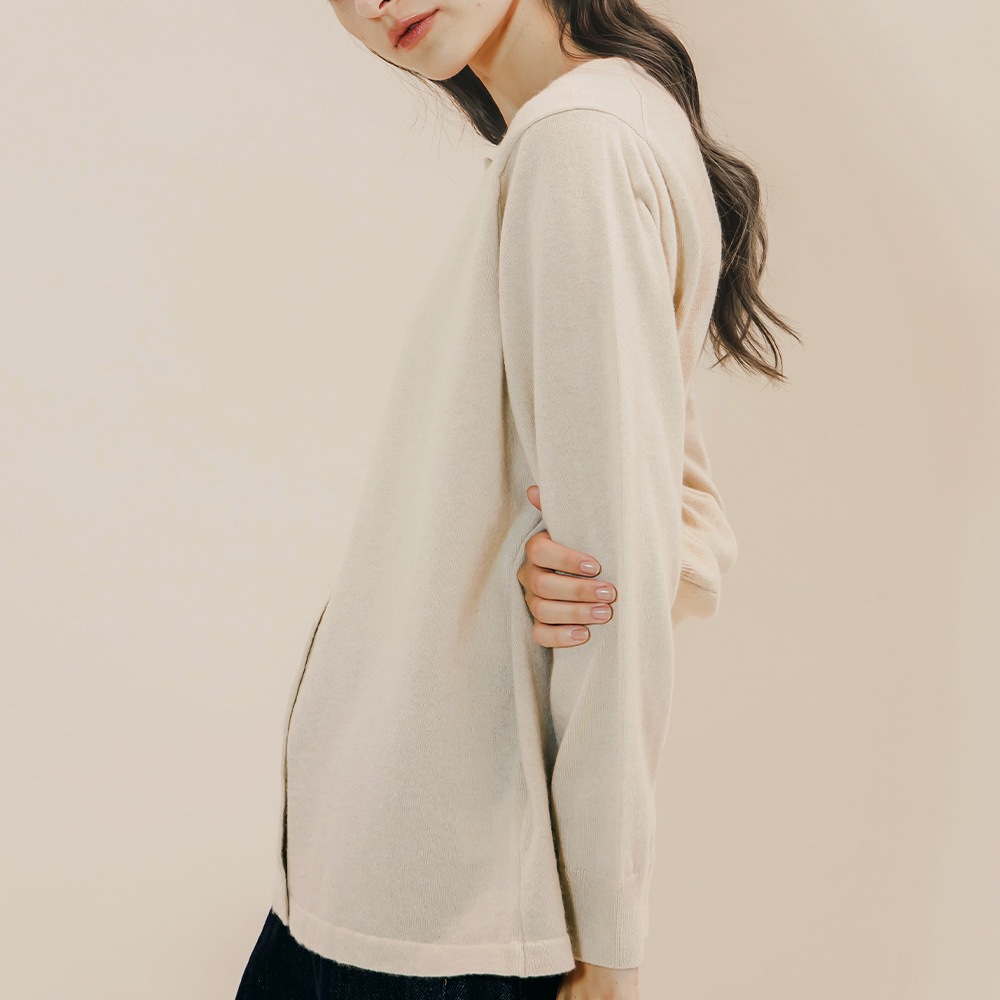 カシミヤ100％ クルーネックカーディガン | Material,Cashmere | FUKAKINET