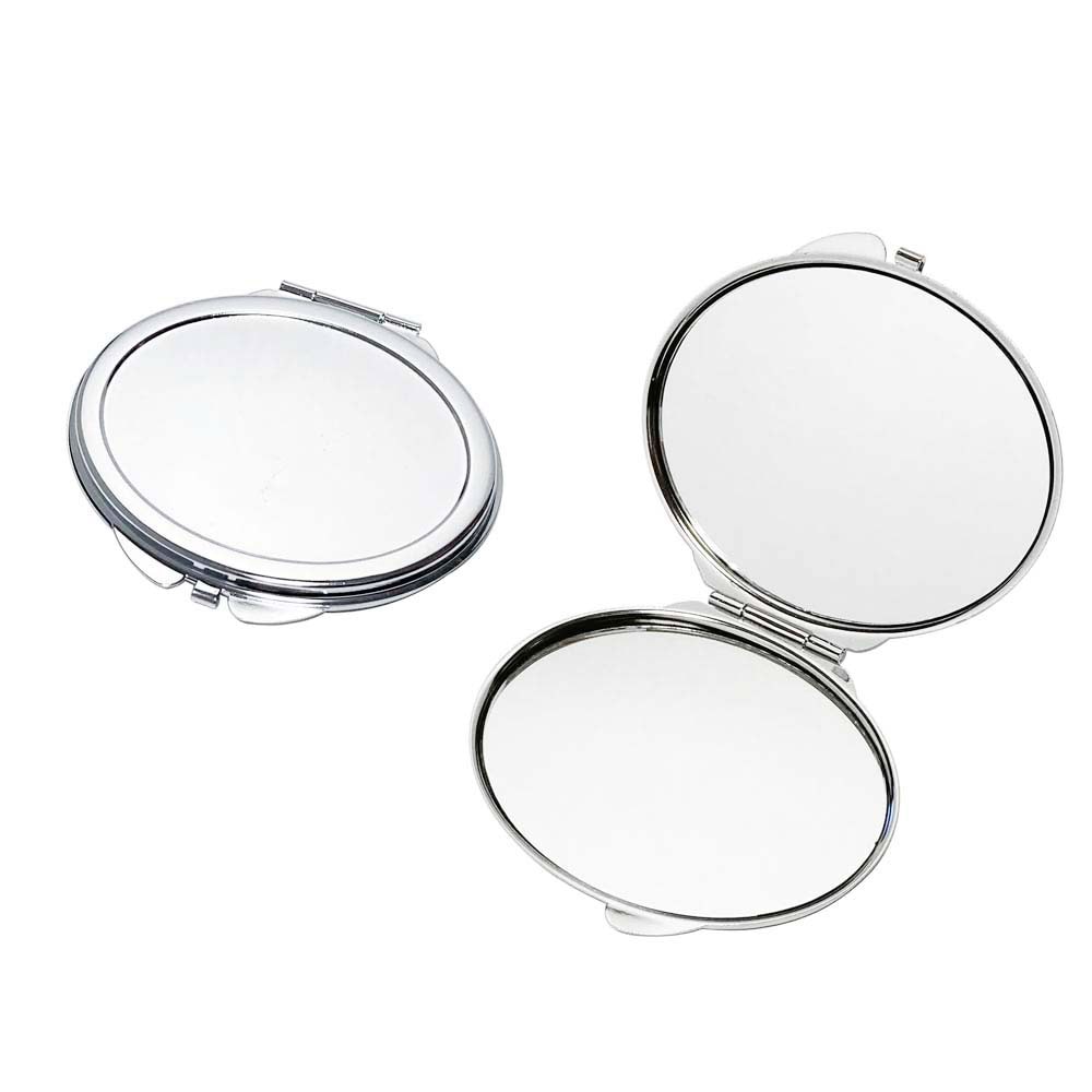 コンパクトミラー 落とし付き 楕円型 57×72mm シルバー｜パーツ材料の